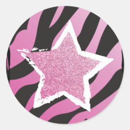 Feest Als een Rockstar- Pink Glitter Star Sticker