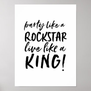 Feest als een rockster die typografische print ins
