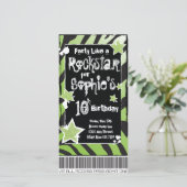 Feest als een Rockster- Groene Uitnodiging Templat (Staand voorkant)