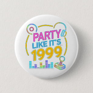 Feest Als Het 1999®™ Is – Neon Soundtrack  Ronde Button 5,7 Cm