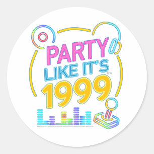 Feest Als Het 1999 Is®™ – Neon Soundtrack Ronde Sticker