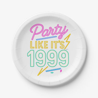 Feest als het 1999 is – Neon Voltage Papieren Bordje