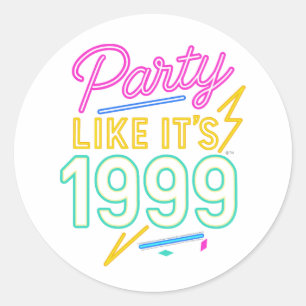 Feest als het 1999 is®™ – Neon Voltage Ronde Sticker