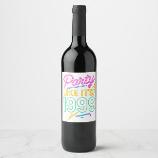 Feest Als Het 1999 Is®™ – Neon Voltage Wijn Etiket
