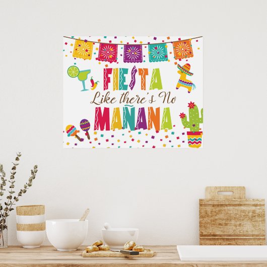 Feest alsof er geen morgen is - Witte achtergrond Poster (Keuken)