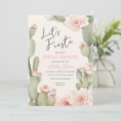 Feest Cactus Boho Bruidsmeisjesfeest Roze bloemen Kaart (Staand voorkant)