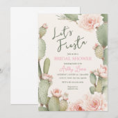 Feest Cactus Boho Bruidsmeisjesfeest Roze bloemen Kaart (Voorkant / Achterkant)
