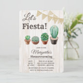 Feest Cactus Housewarming Uitnodiging (Staand voorkant)