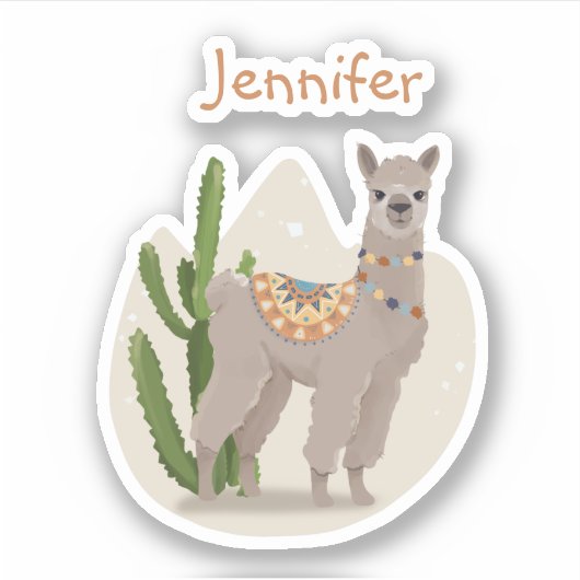 Feest Cactus Lama Sticker (Voorkant)