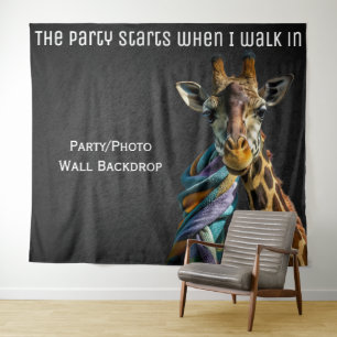 Feest Decoratie Leuke Foto Giraffe Achtergrond Wandkleed