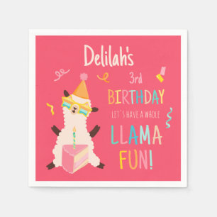 Feest Dieren Lama Verjaardag Meisjes Roze Servet