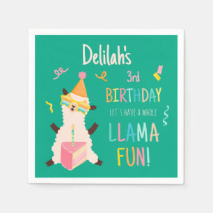 Feest Dieren Llama Verjaardag Meisjes Groen Servet