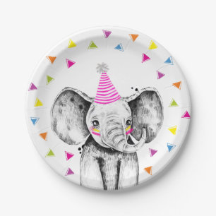 Feest Dieren Safari Wilde Olifant Jungle Verjaarda Papieren Bordje