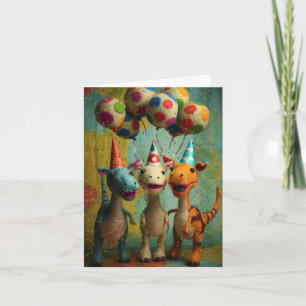 Feest dinosaurussen met ballonnen Wenskaart Kaart