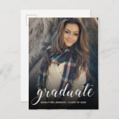 Feest foto zwart ombre afstudeerfeest uitnodiging briefkaart (Voorkant / Achterkant)