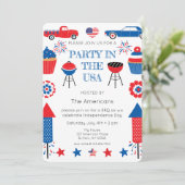 Feest in de Verenigde Staten 4 juli BBQ Uitnodigin Kaart (Staand voorkant)
