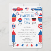 Feest in de Verenigde Staten 4 juli BBQ Uitnodigin Kaart (Voorkant)