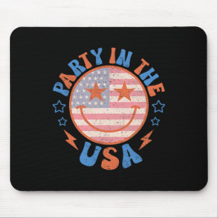 Feest in de VS Happy Face Smile Amerikaanse vlag 4 Muismat