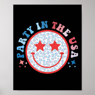 Feest in de VS Leopard 4 juli Preppy Smile Poster