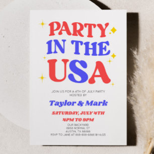 Feest In De VS Retro 4 juli Feest Kaart