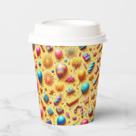 Feest in het geel papieren bekers