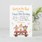 Feest in het Park Verjaardag Uitnodiging (Staand voorkant)