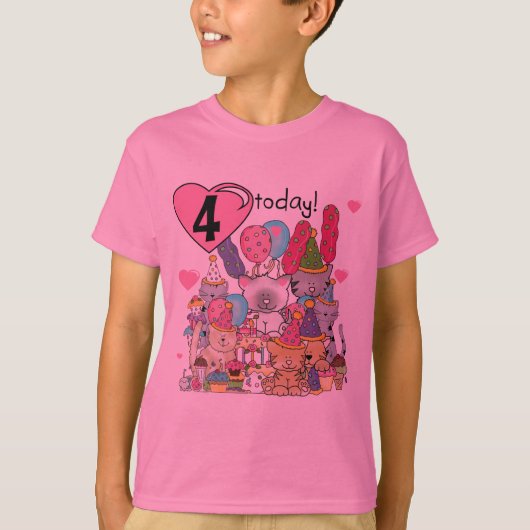 Feest Kittens 4e Verjaardag T-shirts en geschenken (Voorkant)