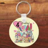 Feest Kittens 4e Verjaardag T-shirts en geschenken Sleutelhanger (Voorkant)