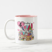 Feest Kittens 4e Verjaardag T-shirts en geschenken Tweekleurige Koffiemok (Links)