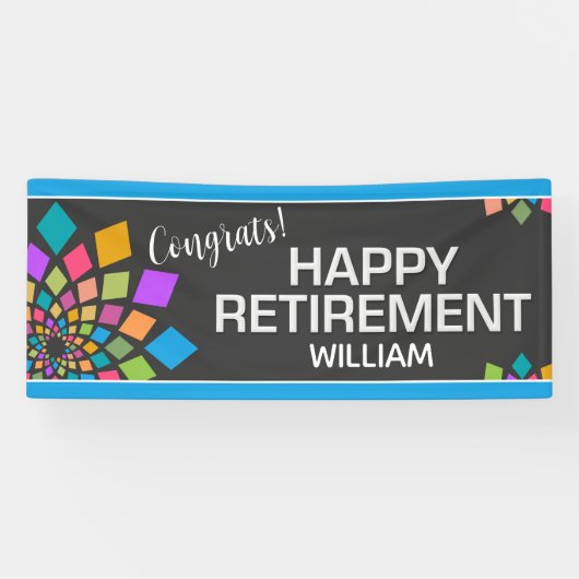 Feest! Kleurrijke, leuke aangepaste pensionering Spandoek (Horizontaal)