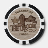 Feest Kliek Sheriff Cowboy Bruidegom Jonggezellenf Poker Chips (Voorkant)