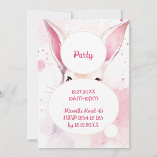 Feest Konijn Mooie Roze Pastel Waterverf Kaart