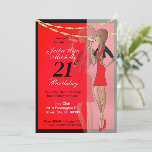 Feest meisje viering kaart (Staand voorkant)