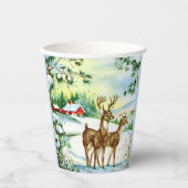 feest met kerstfeestvieren papieren bekers (Voorkant)