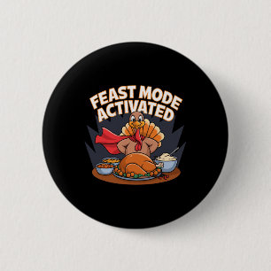 Feest Mode Geactiveerde Turkije Thanksgiving Super Ronde Button 5,7 Cm