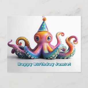 Feest Octopus - Leuke Verjaardagsontwerp Briefkaart