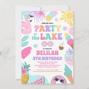 Feest op het Lake Summer BBQ verjaardagsfeestje Kaart