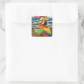 Feest Papegaaien Vierkante Sticker (Tas)