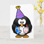 Feest Pinguïn Kaart (Gele Bloem)