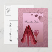 Feest Red Stiletto en Pink Hearts Aankondigingskaart (Voorkant / Achterkant)