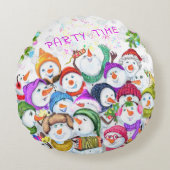 Feest Snowmans Kerst Ronde Kussen (Voorkant)