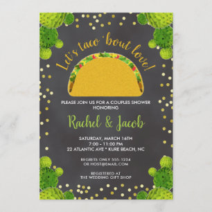 Feest Taco Over Liefde Koppel Bruiloft Borrel Kaart