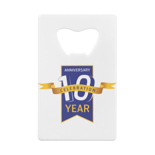 Feest ter ere van 10-jarig jubileum kredietkaart flessenopener (Achterkant)