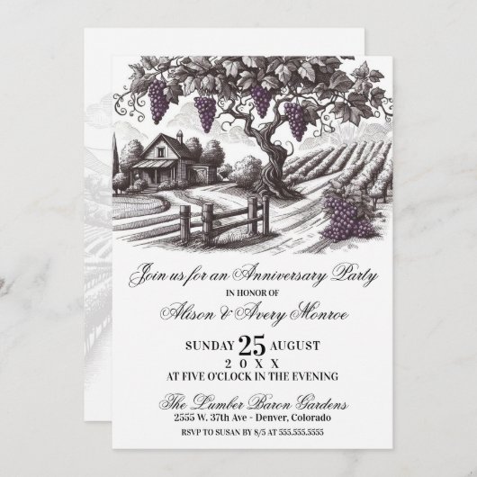 Feest ter viering van het jubileum van de wijngaar kaart (Voorkant / Achterkant)