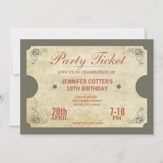 Feest Ticket Kaart (Voorkant)