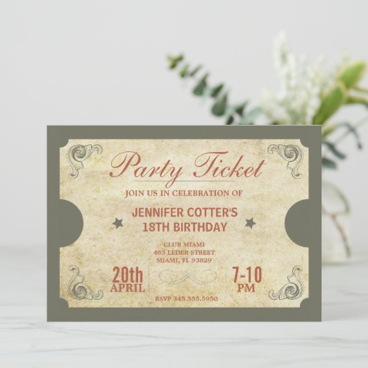 Feest Ticket Kaart (Staand voorkant)