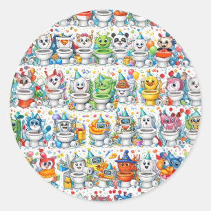 Feest Toilet Bemanning Ronde Sticker