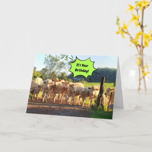 Feest tot de Koeien thuiskomen Kaart (Gele Bloem)
