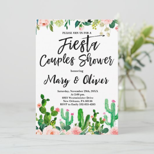 Feest uitnodiging voor stel, fiesta thema (Staand voorkant)