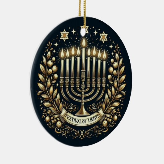 Feest van de Lichten Hanukkah Keramisch Ornament (Rechts)